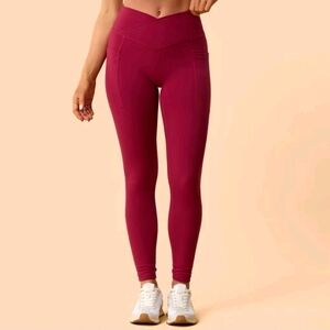 Blogilates Women's Crisscross High-Rise Leggings - Burgundy XL